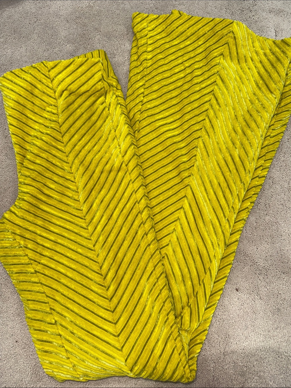Free People Yellow (Olive) Chevron Textured Pants